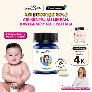Evermom ASI Booster Gold BPOM Penutrisi ASI Natural Fenugreek Free - 30 Kapsul