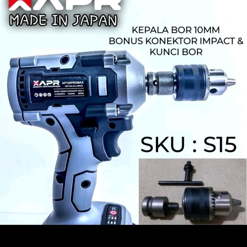 Apr kepala bor 10mm bonus  konektor impact wrench 1/2inc  adaptor impact ke bor s15 1
