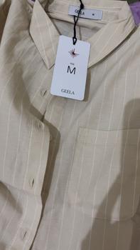 Product Review of Geela Official - Aurelia Cream Stripe Shirt (G.11615) - Kemeja Wanita from e** 0