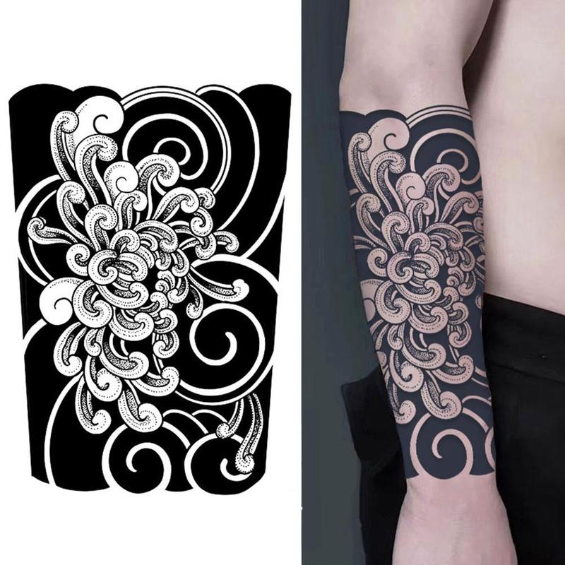 Product Introduction of Juice Herbal Tattoo Stickers Semi-permanent Wash Do Not Fall Off Waterproof Non-reflective Japanese Old Traditional Cherry Blossom Arm Koi Fish Male 51