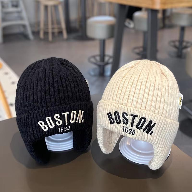 Mũ Bảo Vệ Tai Cho Em Bé Mũ Len Dệt Kim Ấm Áp, Mùa Thu Đông, Lót Bông, Cho Trẻ Sơ Sinh, Bé Trai Và Bé Gái, Mũ Trẻ Em