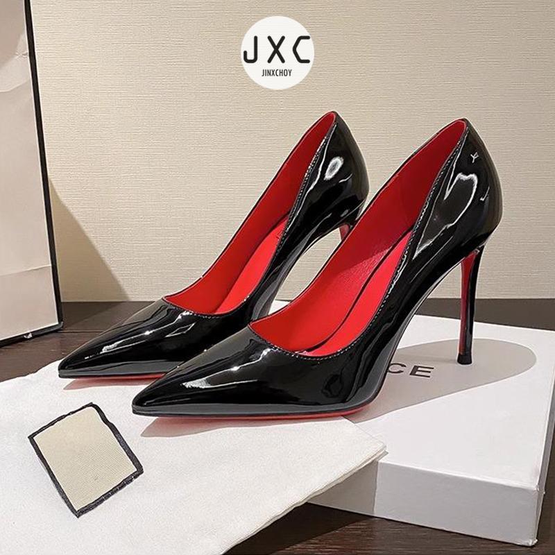 Giày Cao gót, JINxCHOY, Đế Màu Đen Và Đỏ, Giày Cao Gót Mũi Giày Cao Gót, Da Bóng, Gợi Cảm Và Nhẹ, Thích Hợp Cho Công Việc Phong Cách Pháp Của Phụ Nữ, SS24