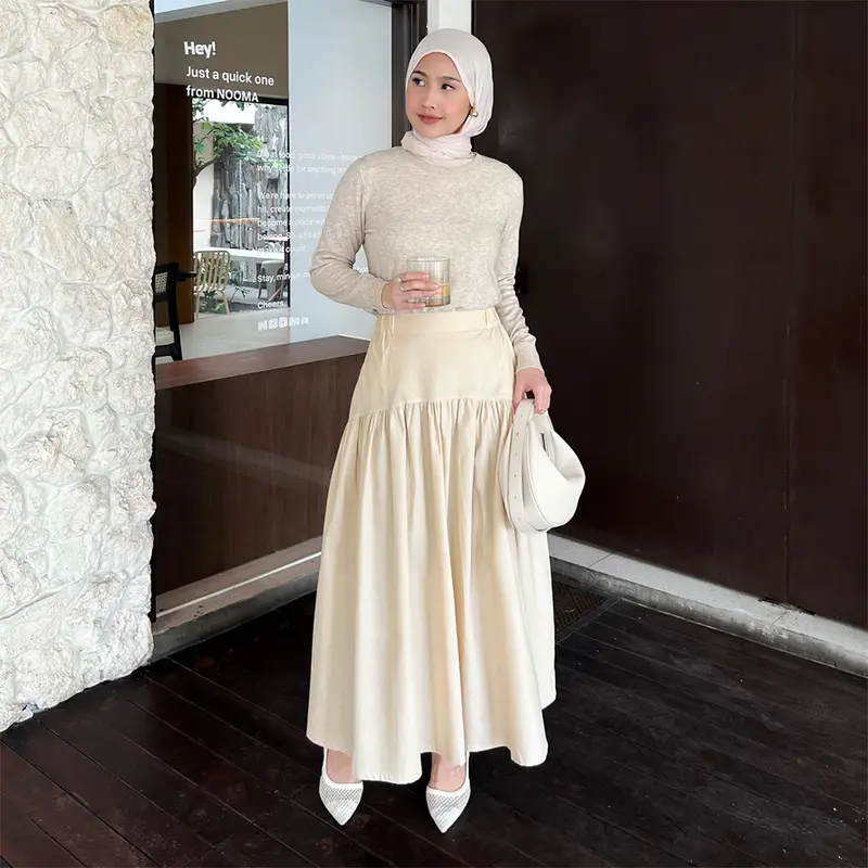 YEPPUOUTFIT - Nanda Skirt | Basic Bawahan Rok Wanita Panjang Muslim Adem Nyaman Girly Outfit Casual Hijab Style Katun Serut 4
