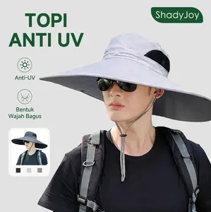 ShadyJoy Topi Pelindung Sinar Matahari 3-in-1 Anti-UV Tepi Besar untuk Olahraga Luar Ruangan Cocok untuk Mendaki Gunung dan Memancing topi