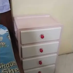 35CM-Rak Laci Serbaguna Minimalis Estetik - Lemari Plastik Susun 6 Tingkat  Anti Debu Hemat Tempat Multifungsi untuk Pakaian Kosmetik Stationery Pink Penyimpanan