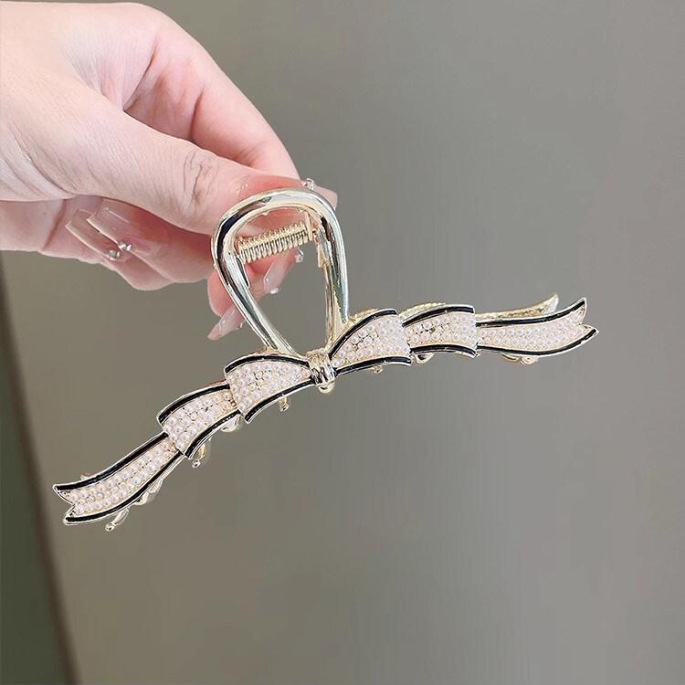 Kẹp Tóc Kim Loại Với Nơ Ngọc Trai Cho Nữ Và Bé Gái, Kẹp Tóc Hình Học Thời Trang, Kẹp Cá Mập