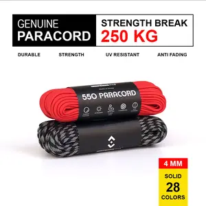 Genuine Paracord 550 4mm Asli Premium Polos Solid Kuat UV Resistant Anti Pudar Survival Cord Gunung Panjat Tebing Tenda Bahan Kerajinan Gelang DIY Bukan Prusik