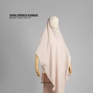 Sara French Khimar Long Bahan Air Tech Silk Cool Tech Anti UV