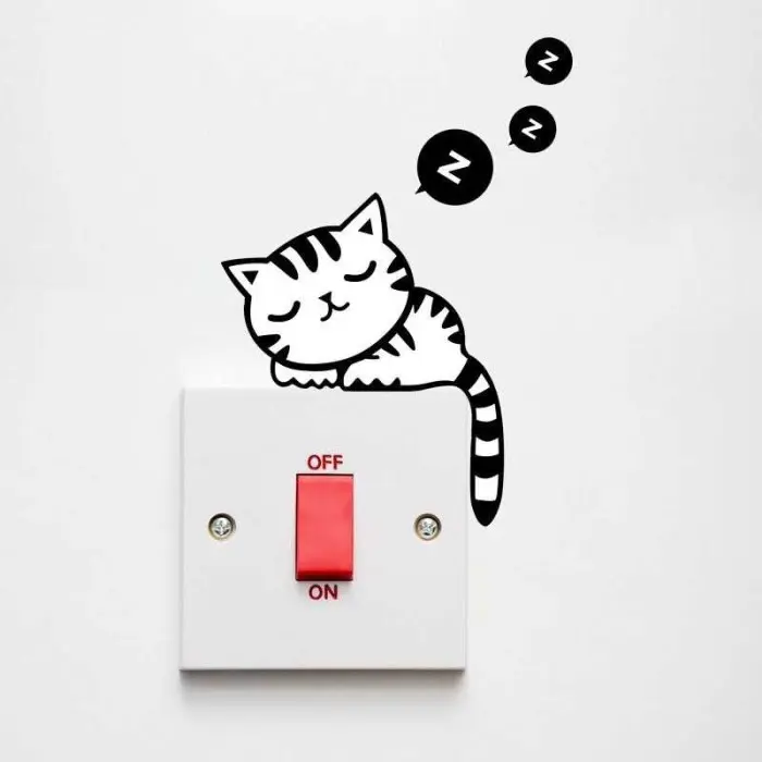 CEKOUT!! Sticker Saklar Lampu Lucu Imut Kucing Tidur Wallpaper Dinding 3