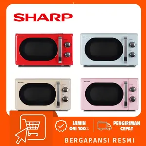SHARP Microwave Oven Solo RETRO 20L R-201MRS / R-201MRS-RD/PK/BW/BL - 6 Power Level - 400W