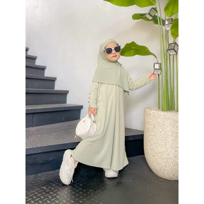 Airin Dress Couple Ibu dan Anak Perempuan Knit ziper depan Gamis Muslim