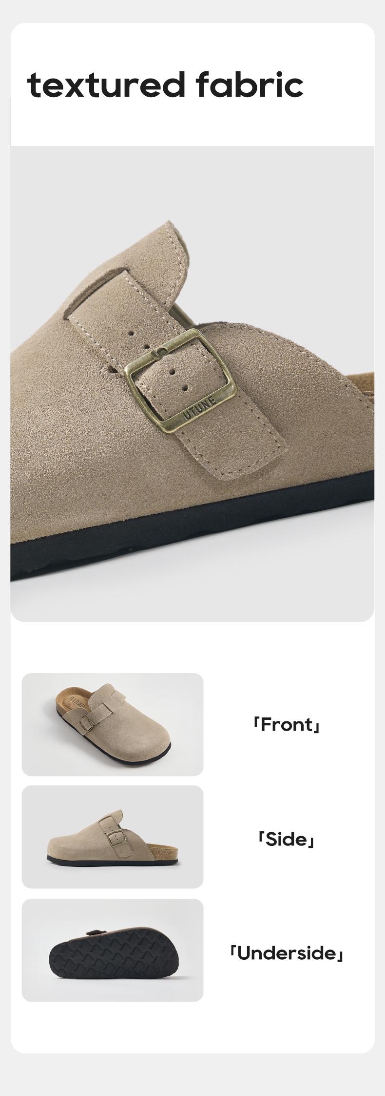 Product Introduction of UTUNE Retro Lazy Suede Half Slippers Women's New Thick Bottom Belt Buckle Adjustable Shoes 4