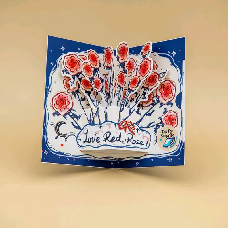 3D POP-UP Greeting Cards Bouget / Kartu Ucapan 3D Bucket Bunga Mawar 5
