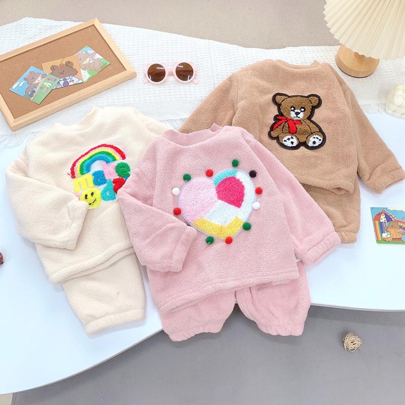 Hey Susie S6957- Bộ Đồ Lông Cừu Cầu Vồng Kem/Tim Hồng/Gấu Nâu Cho Bé Size 8-18kg