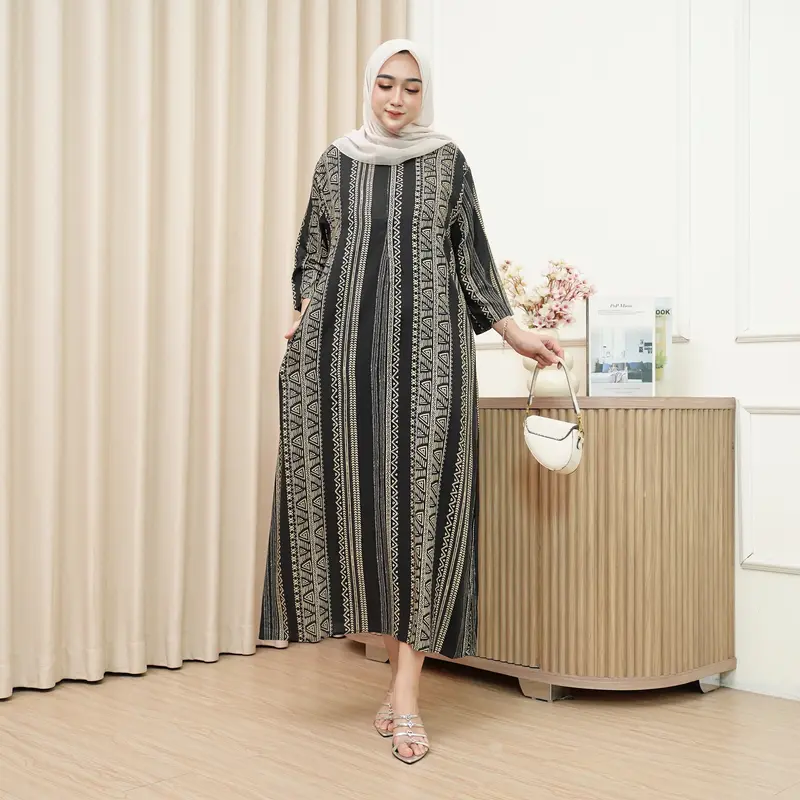 RUN.CO Daster Gamis Kekinian Terbaru Rayon Premium Busui Lengan 3/4 Motif Best Seller 7