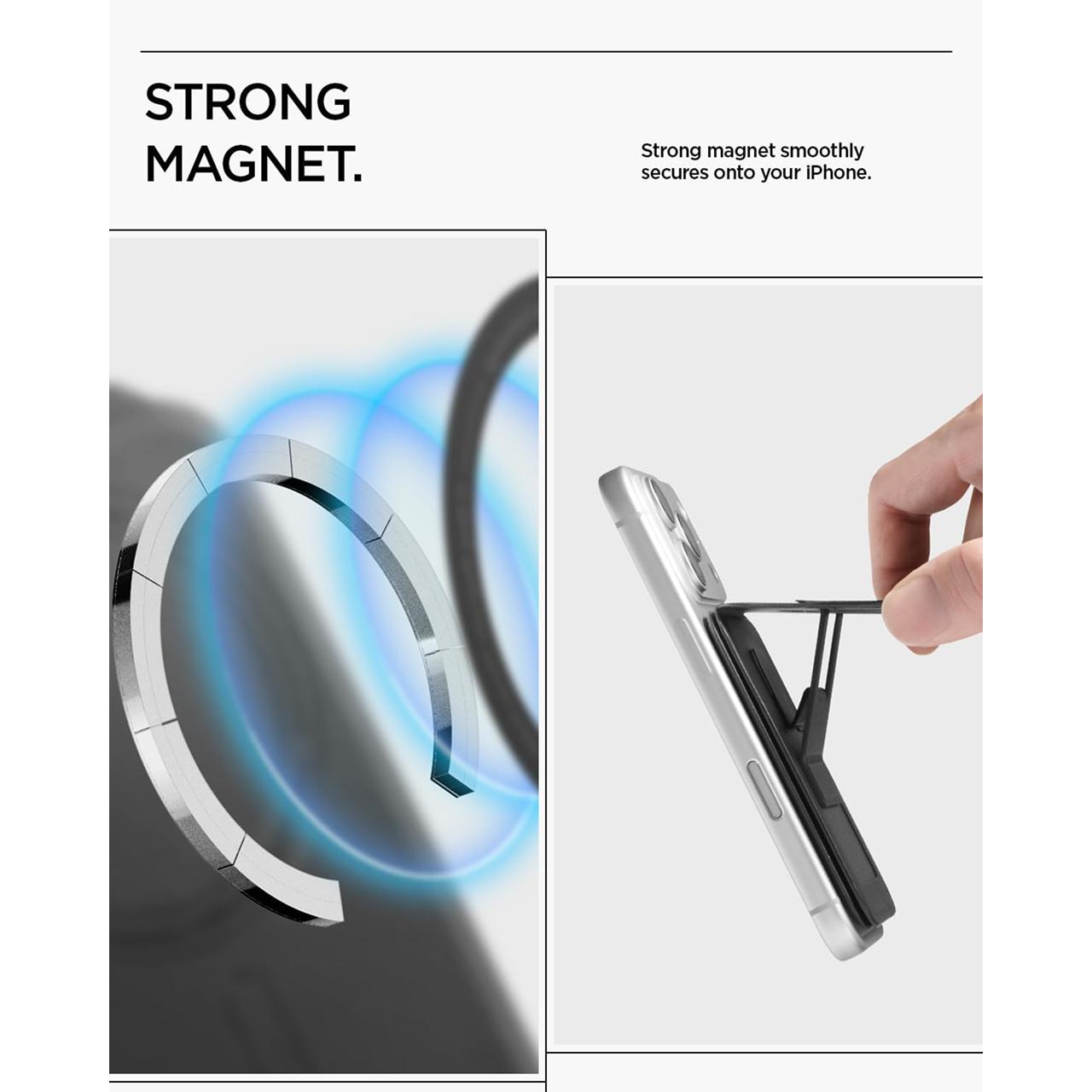 Spigen Card Holder Magsafe With Stand Slim Fold Wallet S314-1 (1 Card) - Black AFA10405