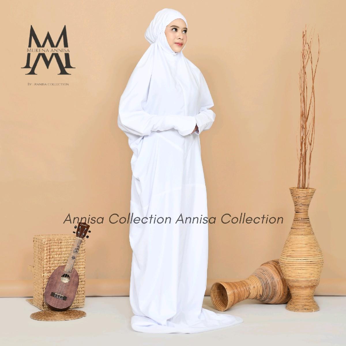 Annisa- Mukena Terusan Dewasa Travelling Katun Premium Kain Lembut Nyaman Tebal Mewah mukena traveling Mukenah Muslim  Panjang