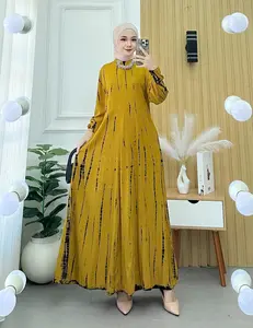 Gamis Rayon Twill Motif Jumputan Gamis Wanita Simple dan Elegan Gamis Jumbo