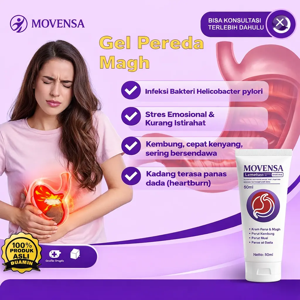 BPOM Movensa Tummy Gel Lemintus Perut 50 ml, Support Rawat Perut dengan Sensasi Hangat Setelah Banyak Aktivitas
