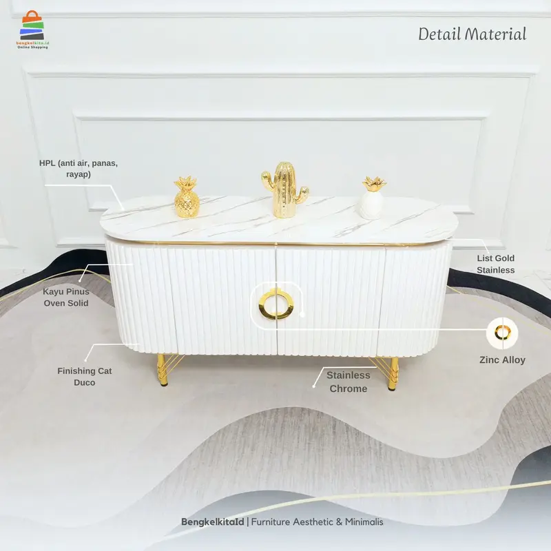 Seiji Meja TV Minimalis Modern Rak TV Lemari TV Bufet TV Minimalis Buffet Oval Credenza Aesthetic 3
