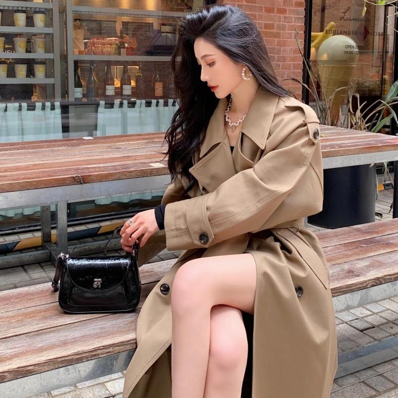 _tieutieu_ KOC 26809 Áo Khoác Ngoài Kaki Mangto Nữ Dáng Dài Cổ Bẻ Dày Dặn 2 Lớp Kiểu Công Sở Sang Chảnh Đi Chơi Đi Làm Chất Liệu Vải Cao Cấp Thoáng Mát Form Suông Rộng