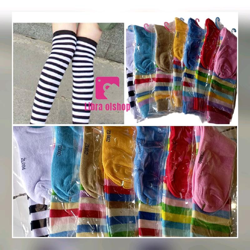 Kaos Kaki Belang Selutut/Kaos Kaki Belang Warna Wanita Dewasa Panjang Garis 0
