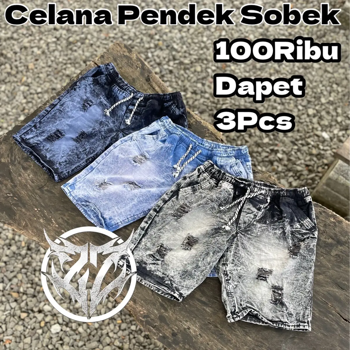 100 RIBU DAPAT 3PCS CELANA PENDEK/JEANS SOBEK/CELANA PENDEK PRIA/JEANS PENDEK PRIA/CELANA JEANS SIBEK PENDEK PRIA DEWASA DISTRO Cowok Tebal