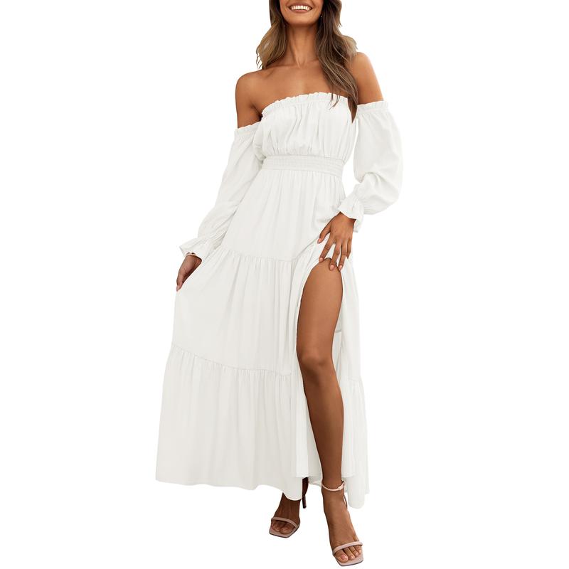 Boho Strapless Chiffon Floral Print Sexy Slash Neck Split Maxi Dress Boho Strapless Chiffon Floral Print Sexy Slash Neck Split Maxi Dress