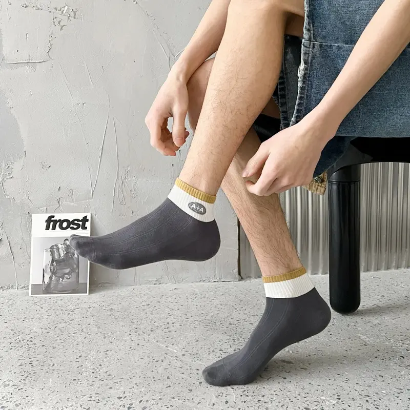 ELBER KS146 Kaos Kaki Cowok Pendek Unisex Motif Garis Polos Semata Kaus Kaki Socks Korean Fashion Y1804 3