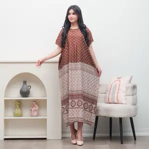 Daster Lowo Kelelawar Jumbo - Motif Mandala Etnik Silk Rayon - Baju Tidur Wanita Adem Busui