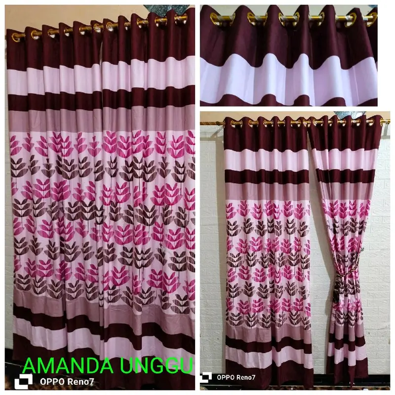 Gorden Smokring 12 Ring Murah Aesthetic Kain Gold Gorden - Lebar 120cm Tinggi 230cm Jendela Curtain Pintu 7