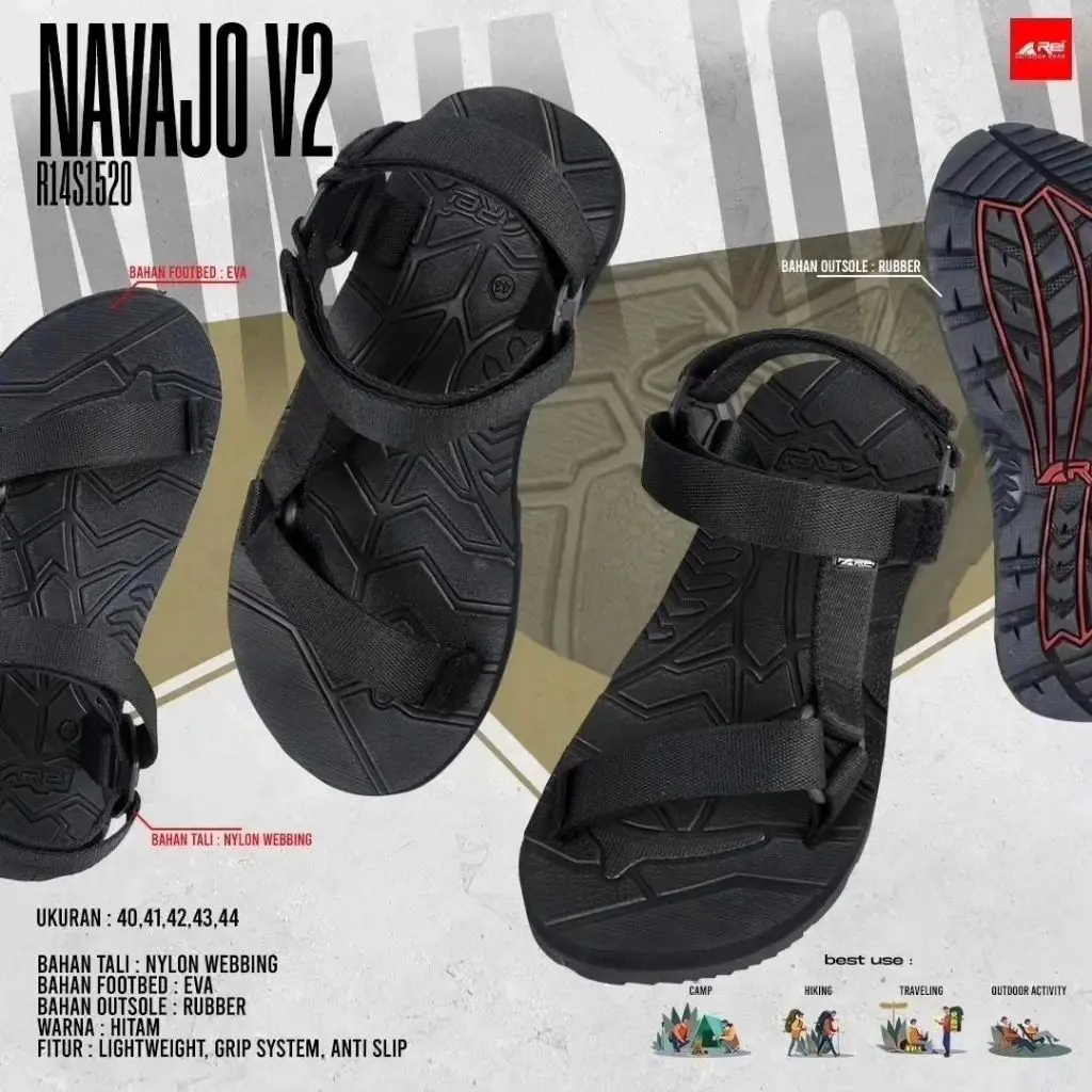 Sandal Gunung Pria Palang Navajo V2, Palang Garuk Tali Polos Arei Outdoorgear