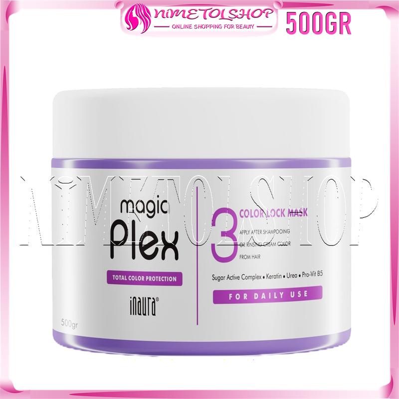 INAURA Magia Plex Color Lock Hair Mask 500gr Masker Rambut Magic Perawatan Warna Color Rusak Kering Keratin 500ml Avocado Conditioner Shampoo Almond 1