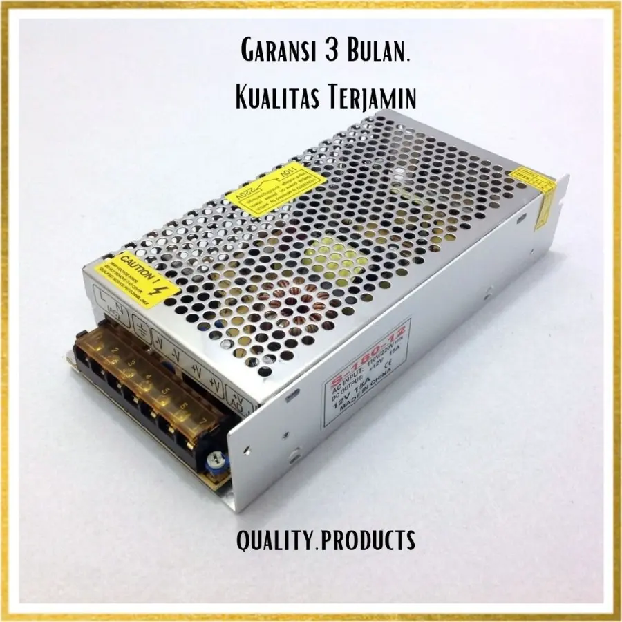 SPITZE Trafo Adaptor Power Supply 12V 15A 180W JAMIN FULL POWER GARANSI 3BLN power supply titanium