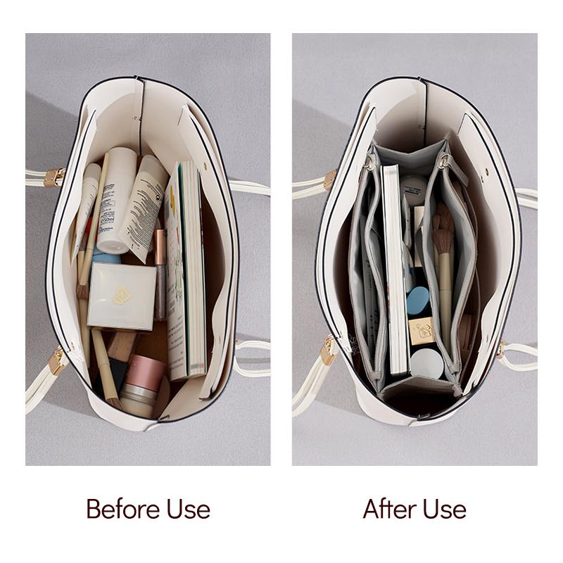 Product Introduction of Organizer Bag Tote Lined Bag Handy Handheld Cosmetic Bag Large Capacity Multifunctional Handbag Medium Bag Travel Makeup Toiletries Storage Bag 3