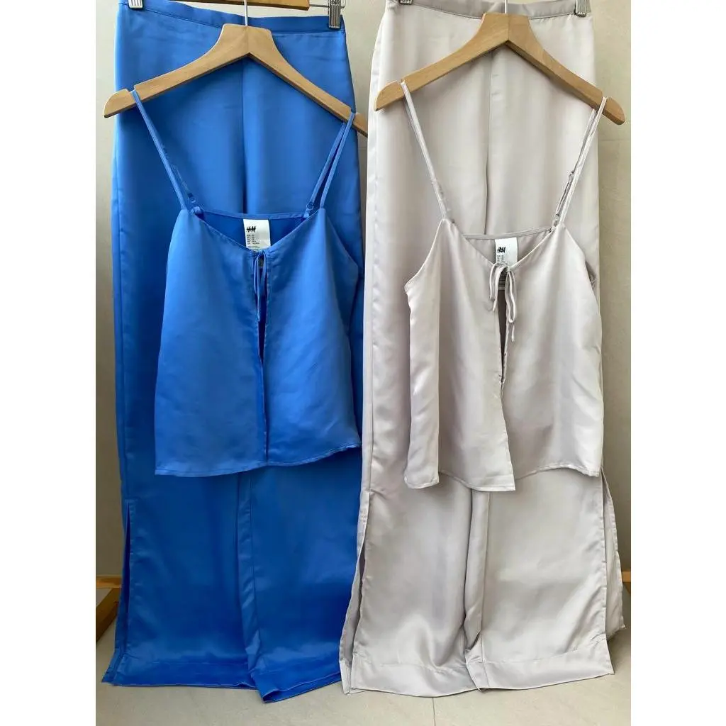 Satin Pajamas Camisole Set - 4689