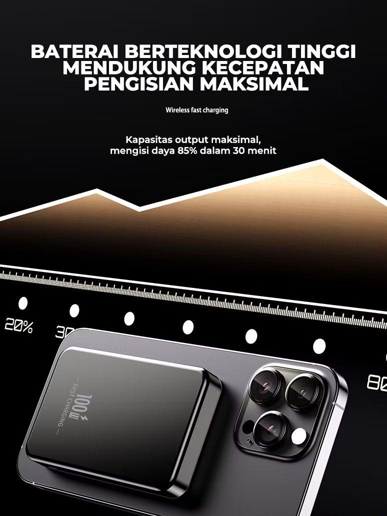 Powerbank Magsafe Mini 20000mAh Magnetic Wireless Charging 20W PD Fast Charge Bodi Logam Tipis Pocket Size Kecil dan Lebih Portabel