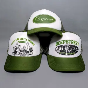 Deepstreet  Trucker Army Deepstreet -  Unisex Murah Berkualitas untuk Pria  Casual HipHop Vintage Baseball Bts Inisial Huruf Mumbul  Priadistro Lokal Sombrero kalcer topi snsco top inama