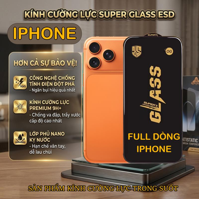Kính cường lực dành cho iPhone 17 Promax , 17 air , 16 pro max , 15 pro max…
