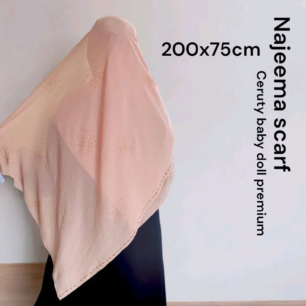 Pashmina Najeema bahan Ceruty Baby doll Premium ukuran 200x75cm