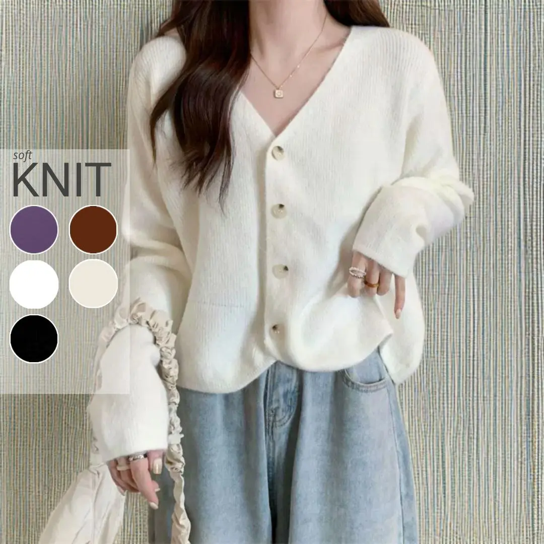 Cardigan Rajut Wanita V-Neck Vintage Aesthetic Exquisite Tee Bahan Halus MY9856 - Stretch Atasan Baju Panjang Knitwear Kancing Nyaman Outer Kardigan cardigan  vintage