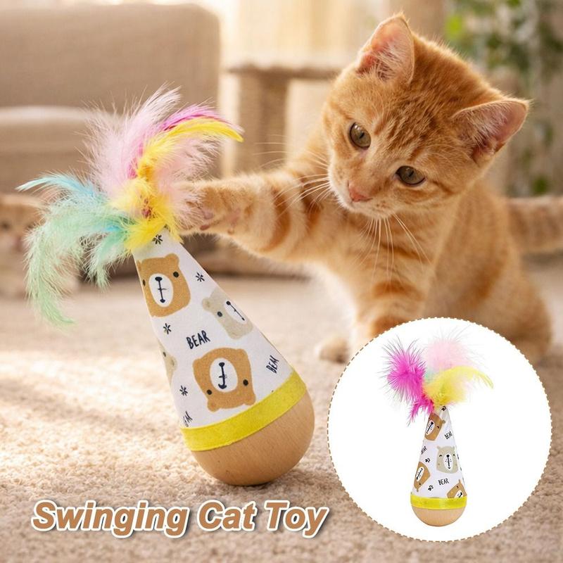 New 1Store Mới Xoay chuyển Đồ chơi mèo dạng cốc lật Tương tác Chống trầy xước Đồ chơi lắc lư cho mèo Chống cắn Phim hoạt hình Đồ chơi thú cưng để mèo tự giải trí