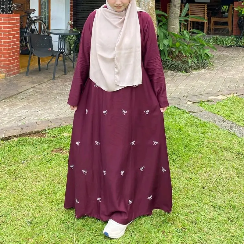 Abaya Pita Bordir/ Abaya Coquette/ Ribbon Abaya Wanita Muslim 1