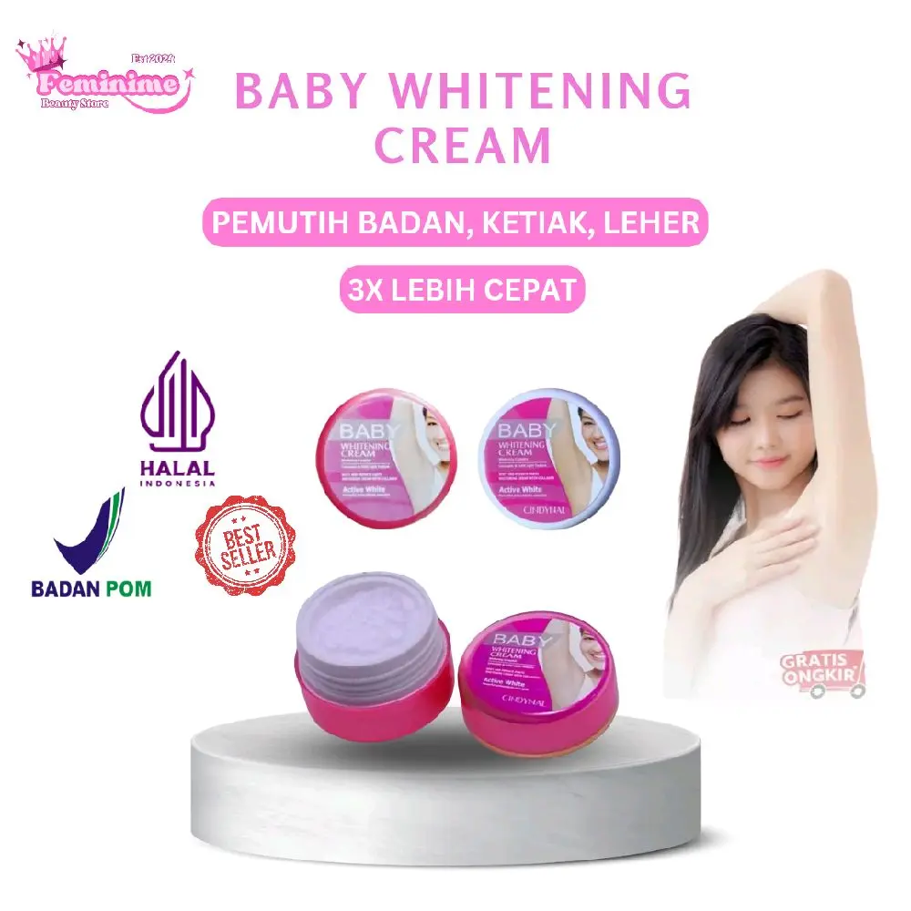 Baby Whitening Cream Pemutih Badan Ketiak Leher Permanen 3x Lebih Cepat Tubuh Kaki Pencerah Selangkangan Hand Lotion Mencerahkan Vitamin Tangan