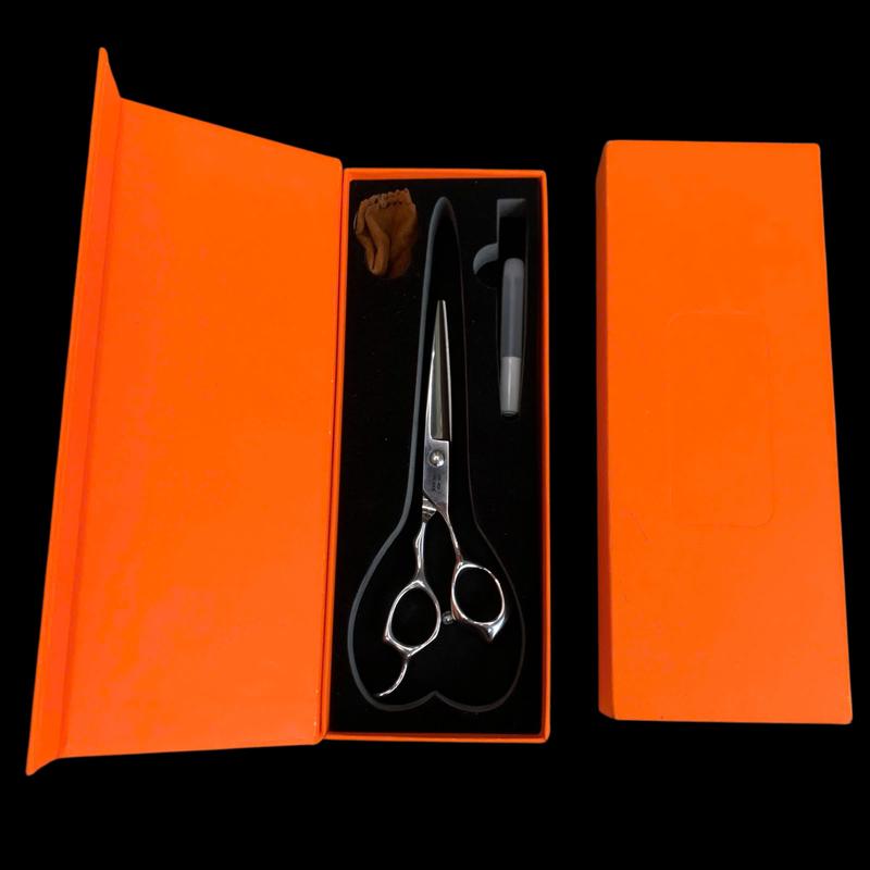  Kéo cắt tóc tới Già-Kéo tay phải-6.0in-kéo tỉa lưỡi cong-Thép Nhật  440C Cao cấp- màu trắng bạc 