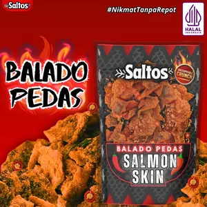 Crispy Salmon Skin Saltos Rasa Balado Pedas Snack Makanan Ringan Pedas