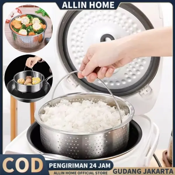 Tebal Keranjang Tatakan Steamer Stainless Steel Tatakan Kukusan Nasi Keranjang ​Kukus Nasi Steamer Basket Stainless Steel Untuk Panci Instan
