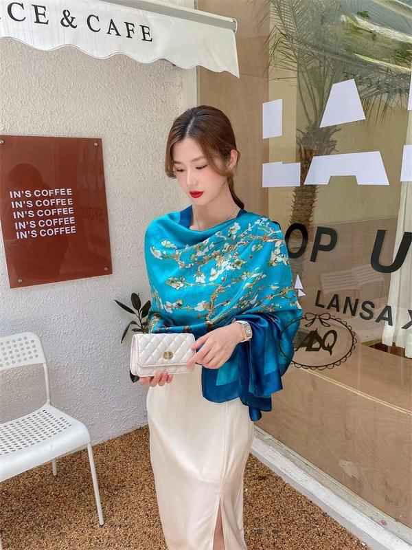 Outdoor hijab 90cm*90cm segi empat Scarf Busana Syal Cetak syal wanita shawl Foulard 5