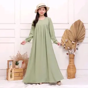gamis anak perempuan muslimah usia 7 - 13 tahun terbaru gamis viraL bahan crinkel airfow gamis remaja  tahun  Baju Syari Panjang Dress Wanita Tanggung Crinkle Airflow Lebaran