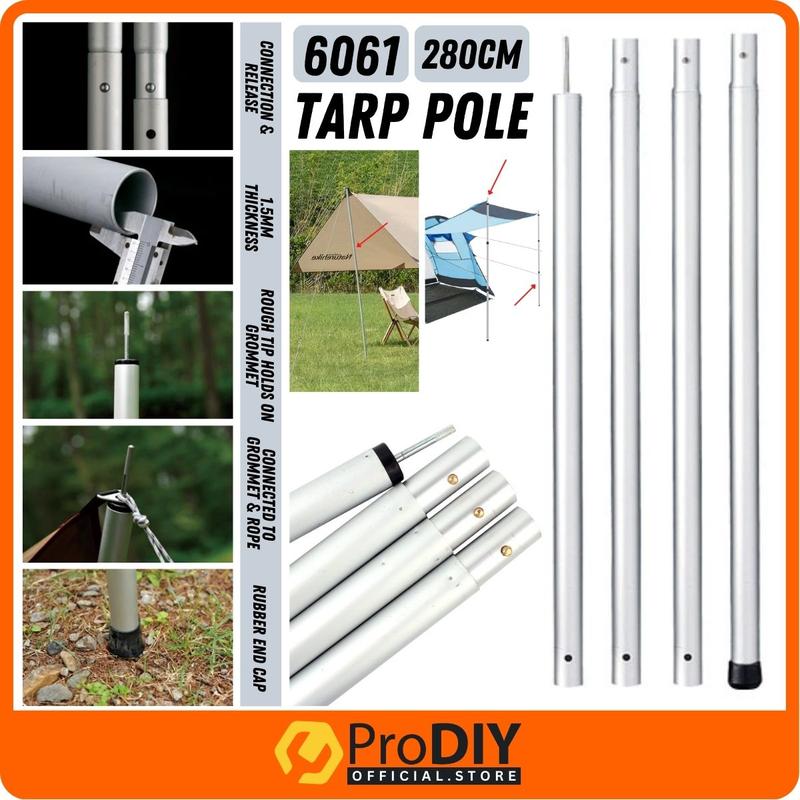 280cm Height Aluminum Steel Tarp Pole Camping Tent Support Adjustable ...